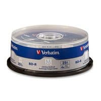 Verbatim M-Disc BD-R 25GB Optical Media, 4X Write Speed, 25 Pack