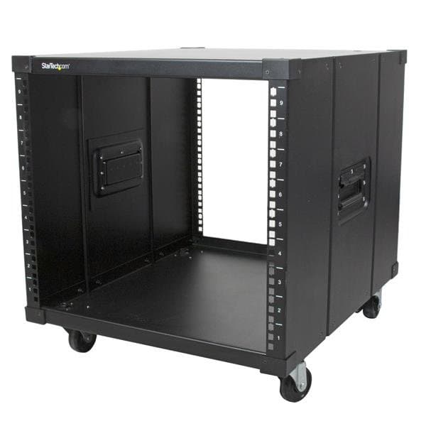 StarTech 4-Post 9U Mobile Server Rack, 19" Rolling, 99.8 kg Capacity, Black