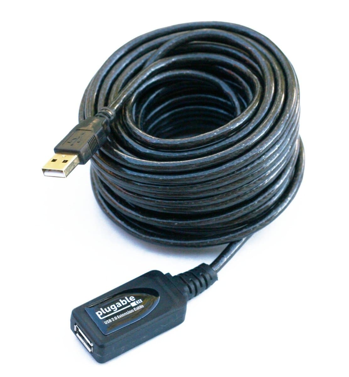 Plugable USB2-10M, 10m USB 2.0 Active Extension, USB-A Male/Male, Black