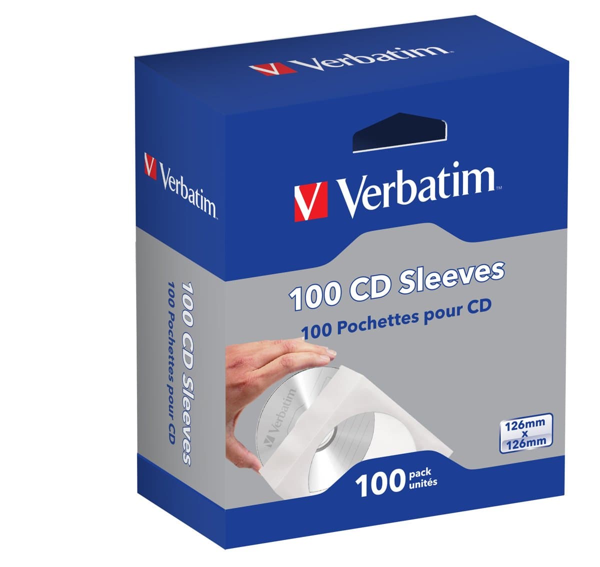 Verbatim 100-Pack Cd/Dvd Paper Sleeves With Clear Window