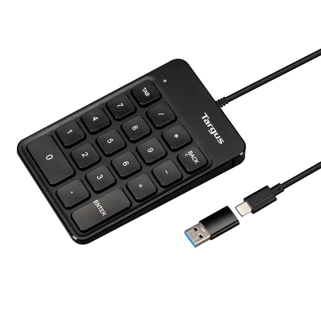Targus AKP13GL Wired Numeric Keypad, 18-Key, USB-C/A, 1.5 m Cable