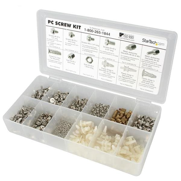 StarTech Deluxe Assortment PC Screw Kit, 350 Screws, Standoffs, Carrying Case