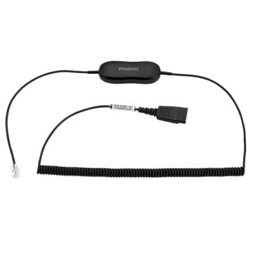 Jabra GN1218 AC Headset Cable, 2m, Coiled, Quick Disconnect, Black