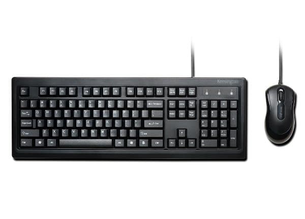 Kensington Keyboard for Life Desktop Set, Full-Size 104-Key, Wired USB, Spill-Proof, Mouse Included