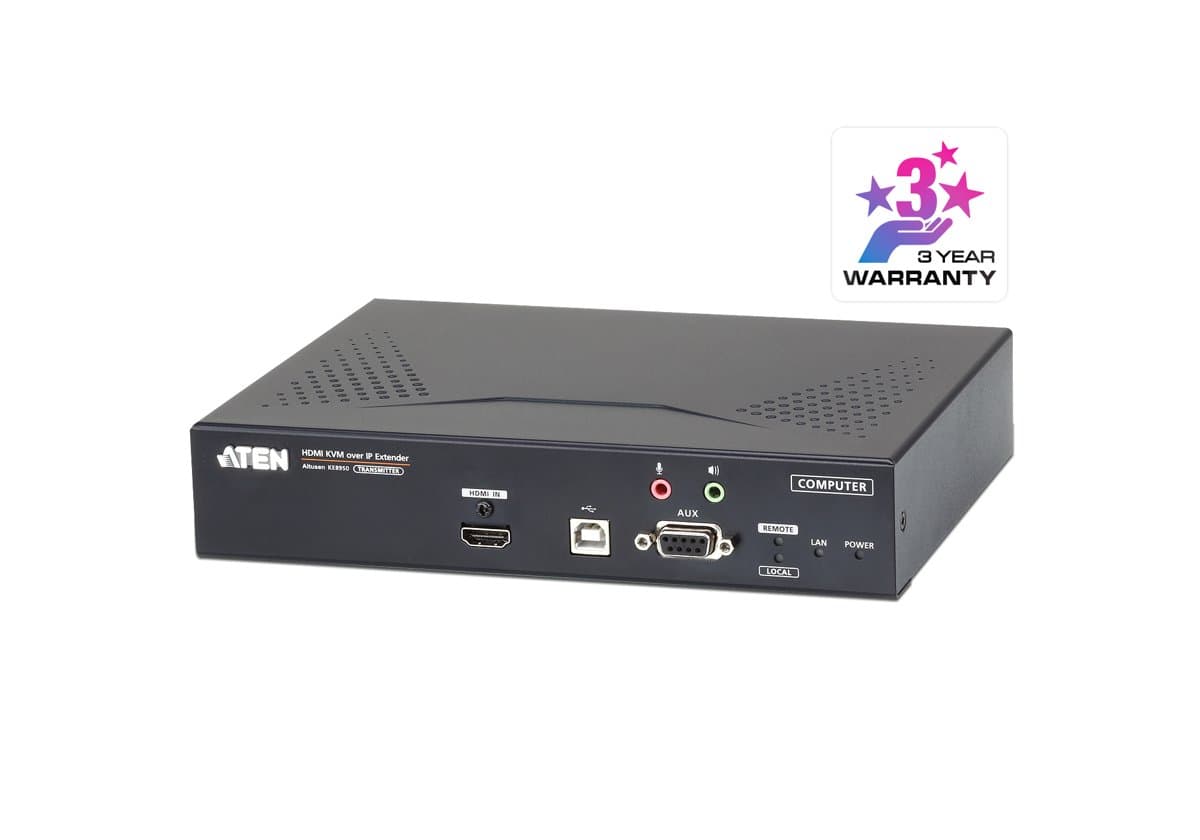 ATEN KE8950T, 4K HDMI KVM Over IP Extender, 3840×2160, 30Hz, Fiber Ready