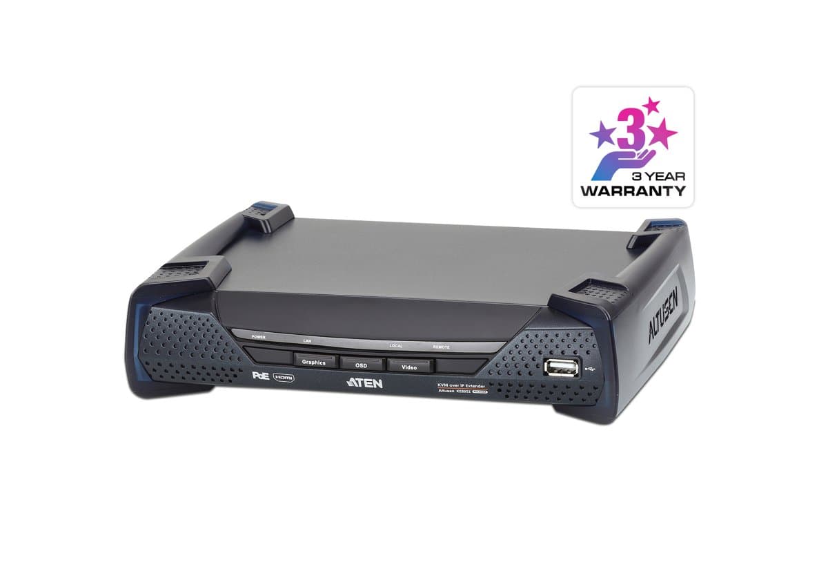 ATEN KE8952R 4K HDMI KVM over IP Receiver, Cat5e/Cat6/Fiber, USB Console, PoE