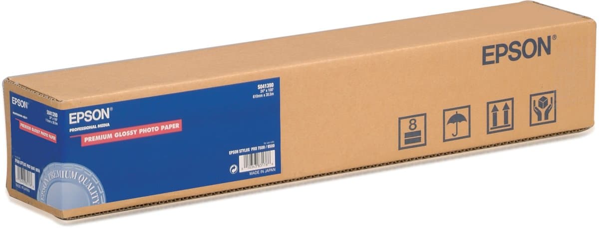 Epson Premium Semimatte Photo Paper Roll, 24in × 30.5m, 260g/m², 254µm