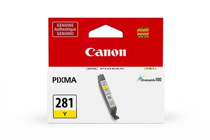 Canon CLI-281 Yellow Ink Tank, Pigment-Based, Photo Quality, ChromaLife100