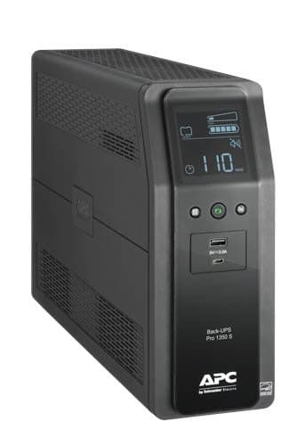 APC Back-UPS Pro BR1350MS, 1.35 kVA 810 W Sine, 10 AC Outlets, 5-Year Battery