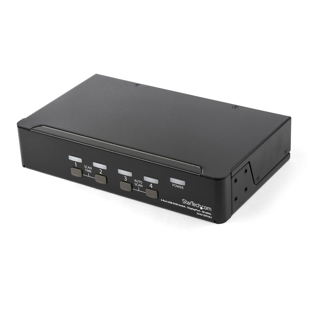StarTech 4-Port DisplayPort KVM Switch, 4K 60Hz, 1U Rackmount, USB 2.0 Hub, Audio