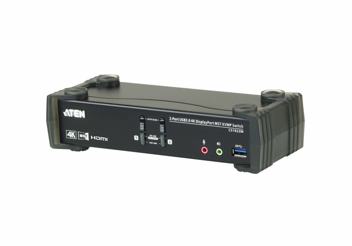 ATEN CS1922M 2-Port 4K DisplayPort KVM, USB 3.0, 4096 × 2160 @ 60Hz, 5 Gbps