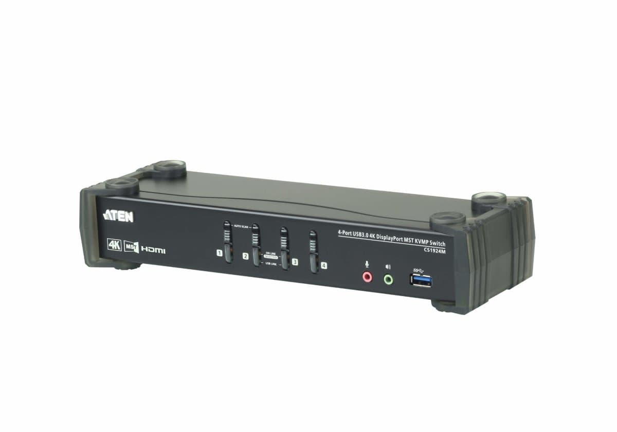 ATEN CS1924M 4-Port USB 3.0 4K DisplayPort KVM Switch, 4096×2160 60Hz, MST, USB 3.1