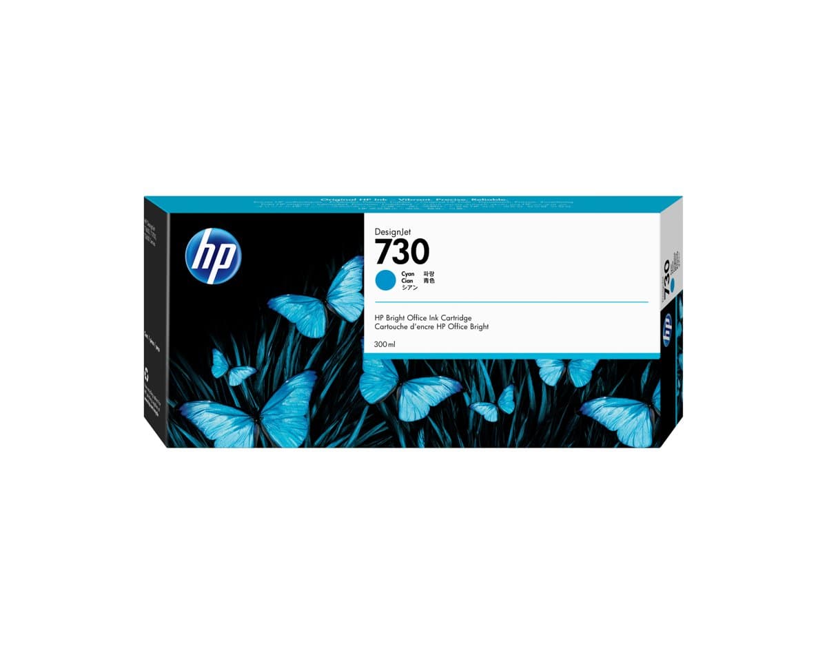 HP 730 Cyan DesignJet Ink Cartridge, 300ml, T1700 Printer, Thermal Inkjet