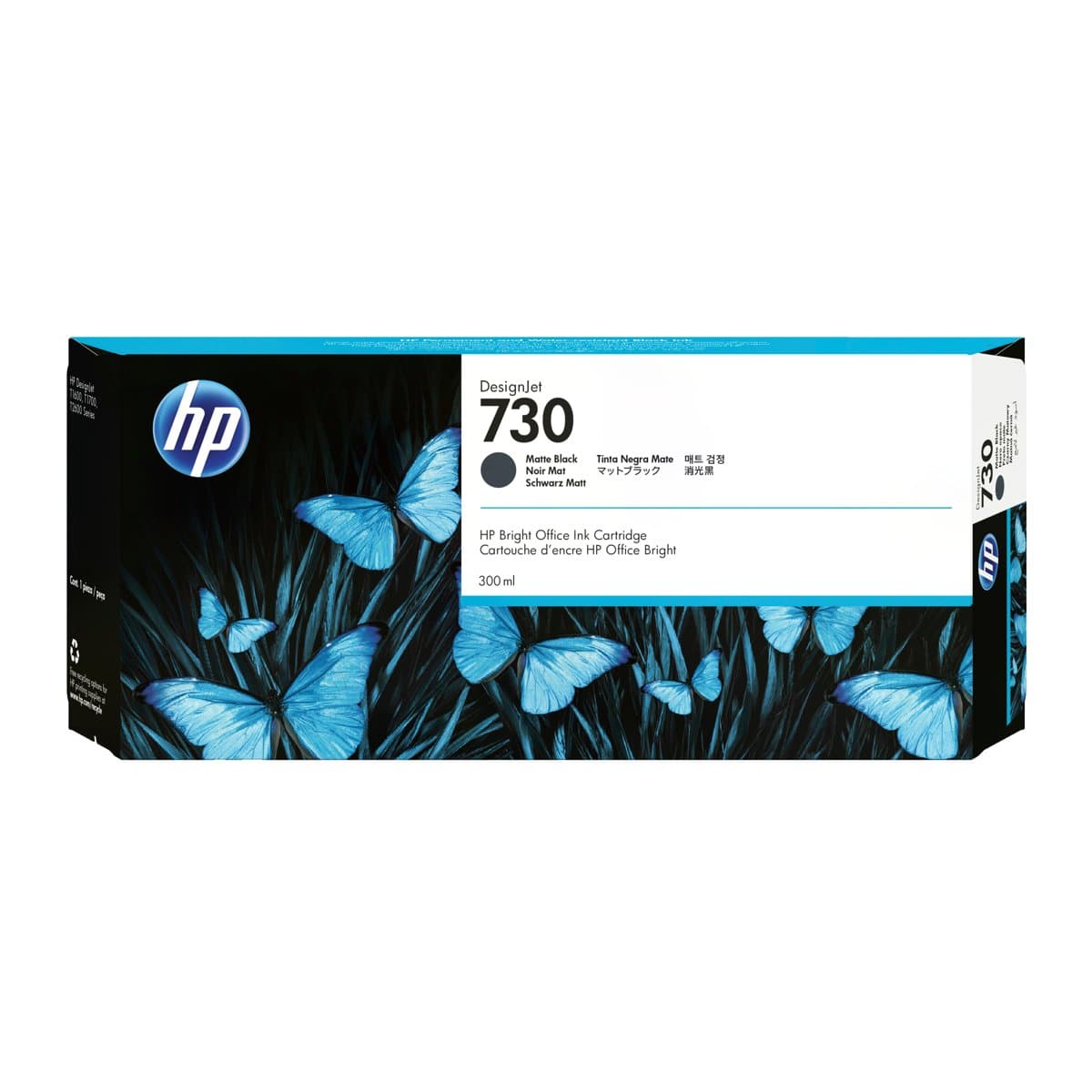 HP 730, Matte Black Ink Cartridge, 300 ml, DesignJet T1700