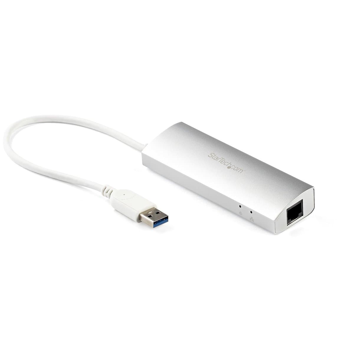 StarTech 3-Port USB 3.0 Hub, Gigabit Ethernet, 5 Gbps, Built-In Cable