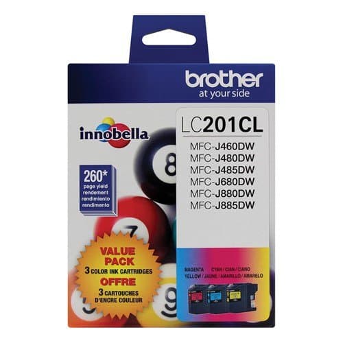 Brother LC-2013PKS, 3-Pack Ink Cartridges, CMY, 260 Pages