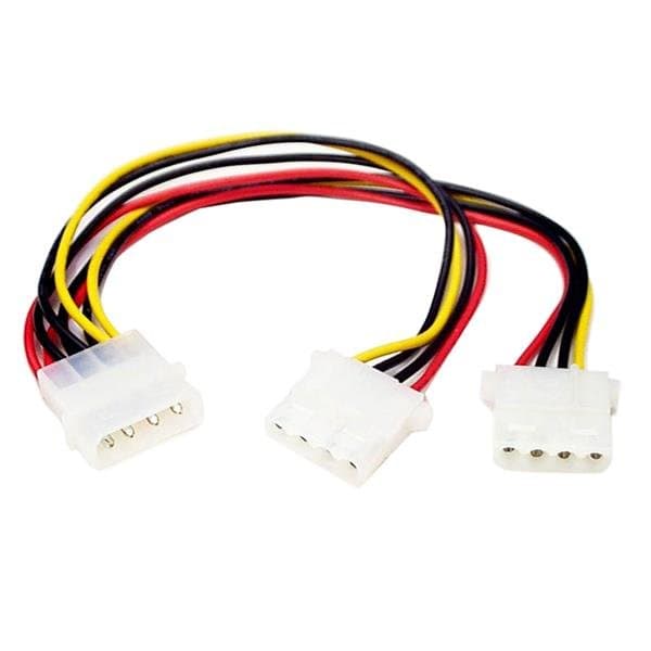 StarTech LP4 to 2x LP4 Power Y Splitter Cable, 0.23m, Molex 4-pin
