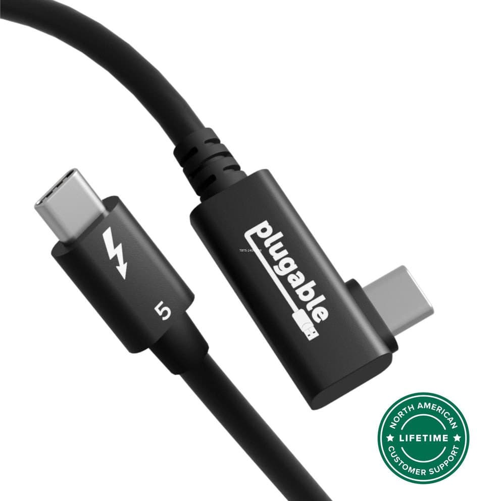 Plugable Thunderbolt 5 Cable 240W With Right Angle Connector