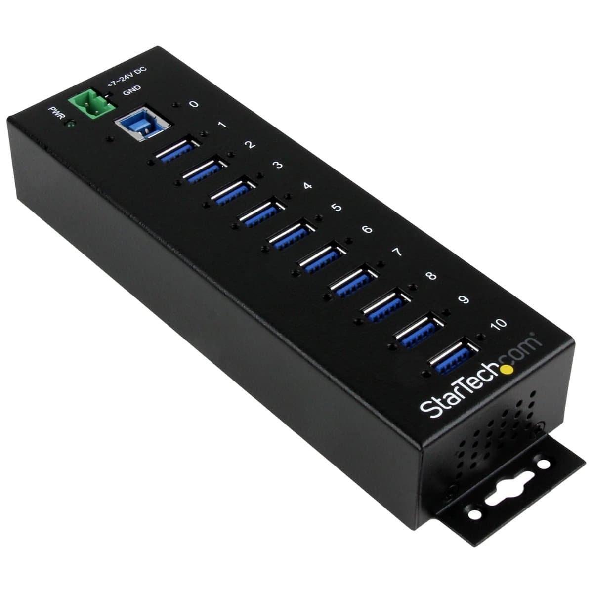 StarTech 10-Port Industrial USB 3.0 Hub, Metal, 5 Gbps, ESD Protection
