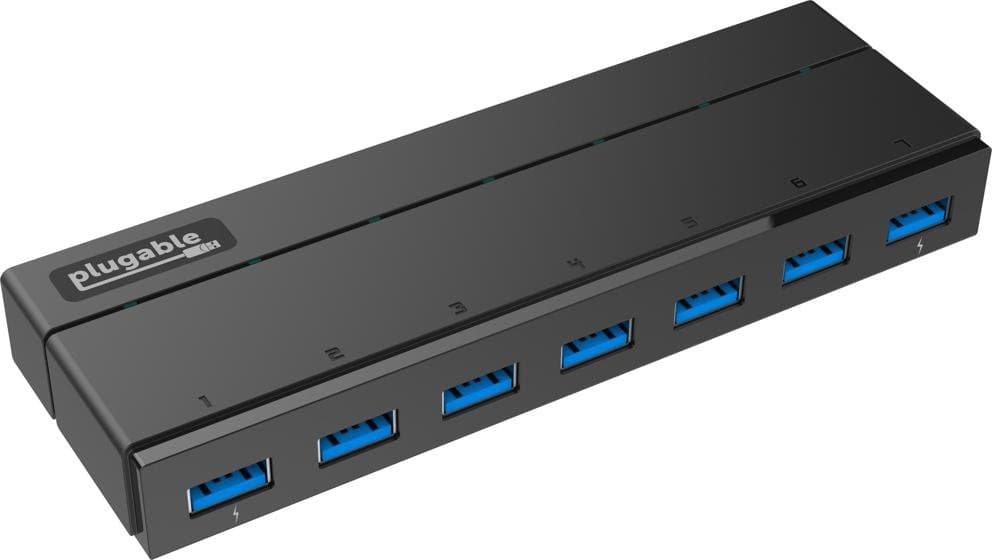Plugable USB3-HUB7C 7-Port USB 3.0 Hub, 5 Gbps Data Transfer, 36W Power, 1m Cable