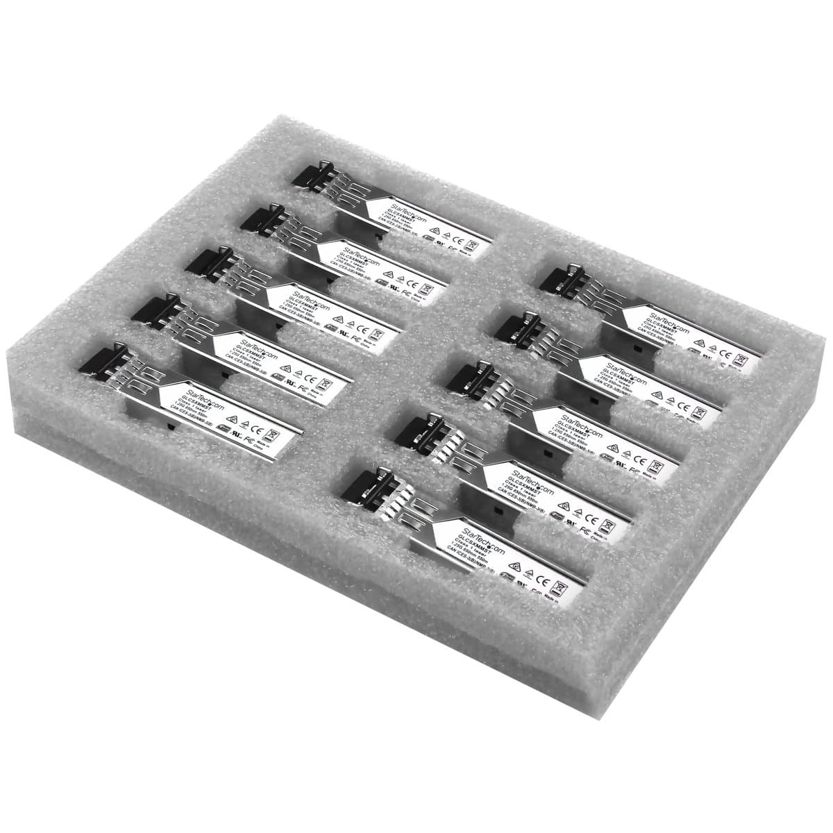 StarTech 10-Pack Cisco GLC-SX-MM SFP Transceiver, 1000BASE-SX 1G 850nm, LC Multimode, 550m