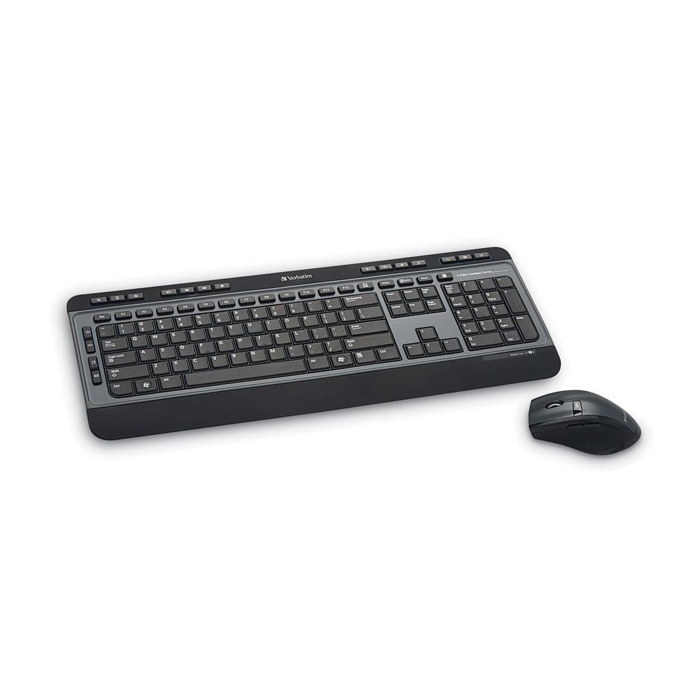 Verbatim Wireless Keyboard and Mouse Combo, Full-Size, 6-Button Mouse, RF 2.4 GHz