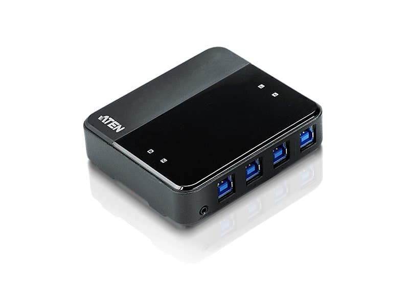ATEN US434 Peripheral Sharing Device, 4-Port USB 3.2 Gen1, 5 Gbps, Micro-USB Type-B