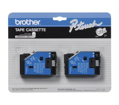 Brother TC-10 1/2 Inch Black on Clear Label Tape, 7.7m, 2 Pack