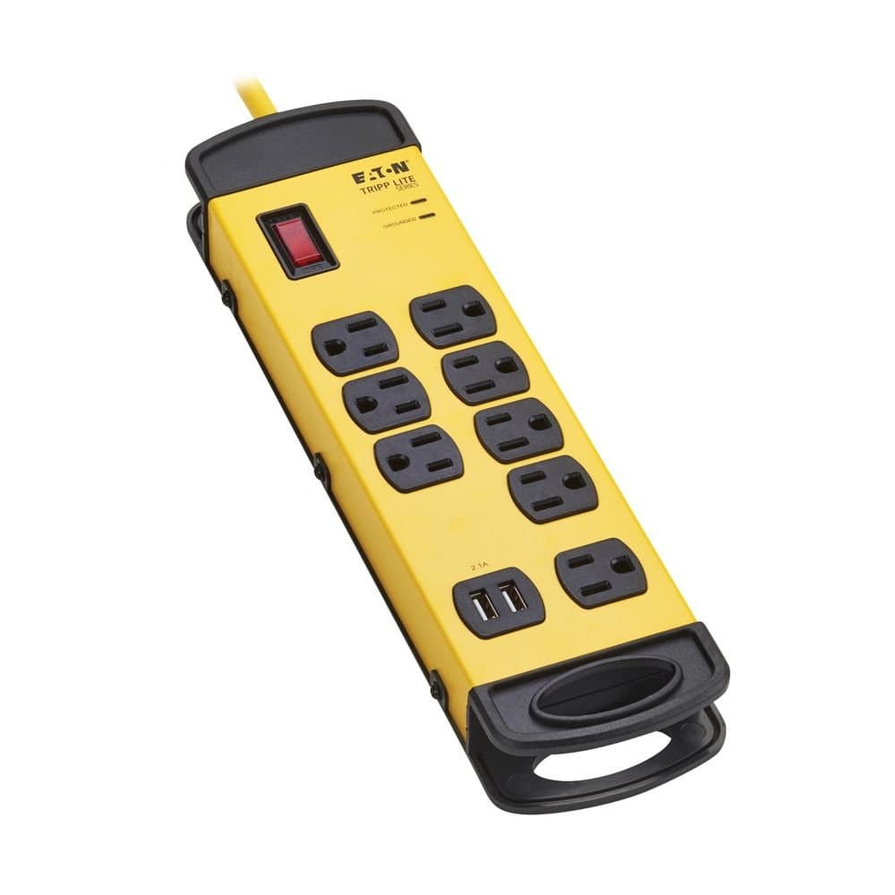 Eaton 8-Outlet Safety Surge Protector 2USB-A Ports 25ft Cord 1960 J Metal