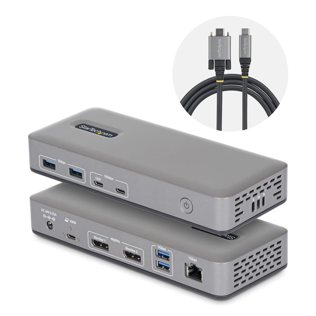 StarTech 490N48, USB-C Docking Station, 4K 60Hz, 100W PD, 1GbE