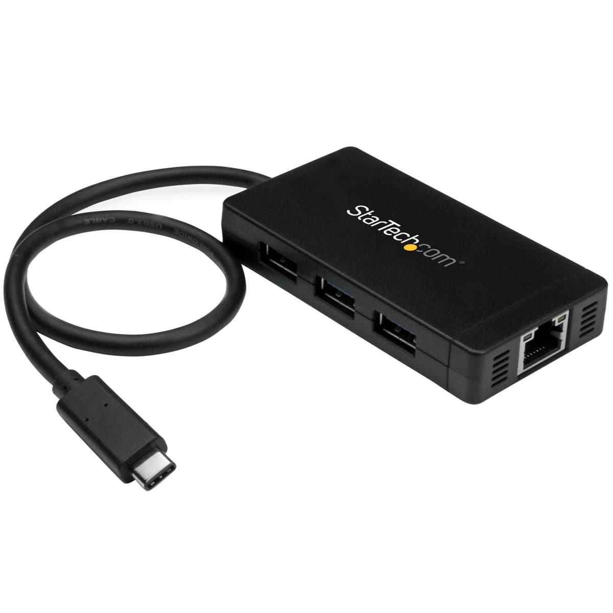 StarTech 3-Port USB-C Hub with Gigabit Ethernet, 5 Gbps, 3x USB-A, RJ45