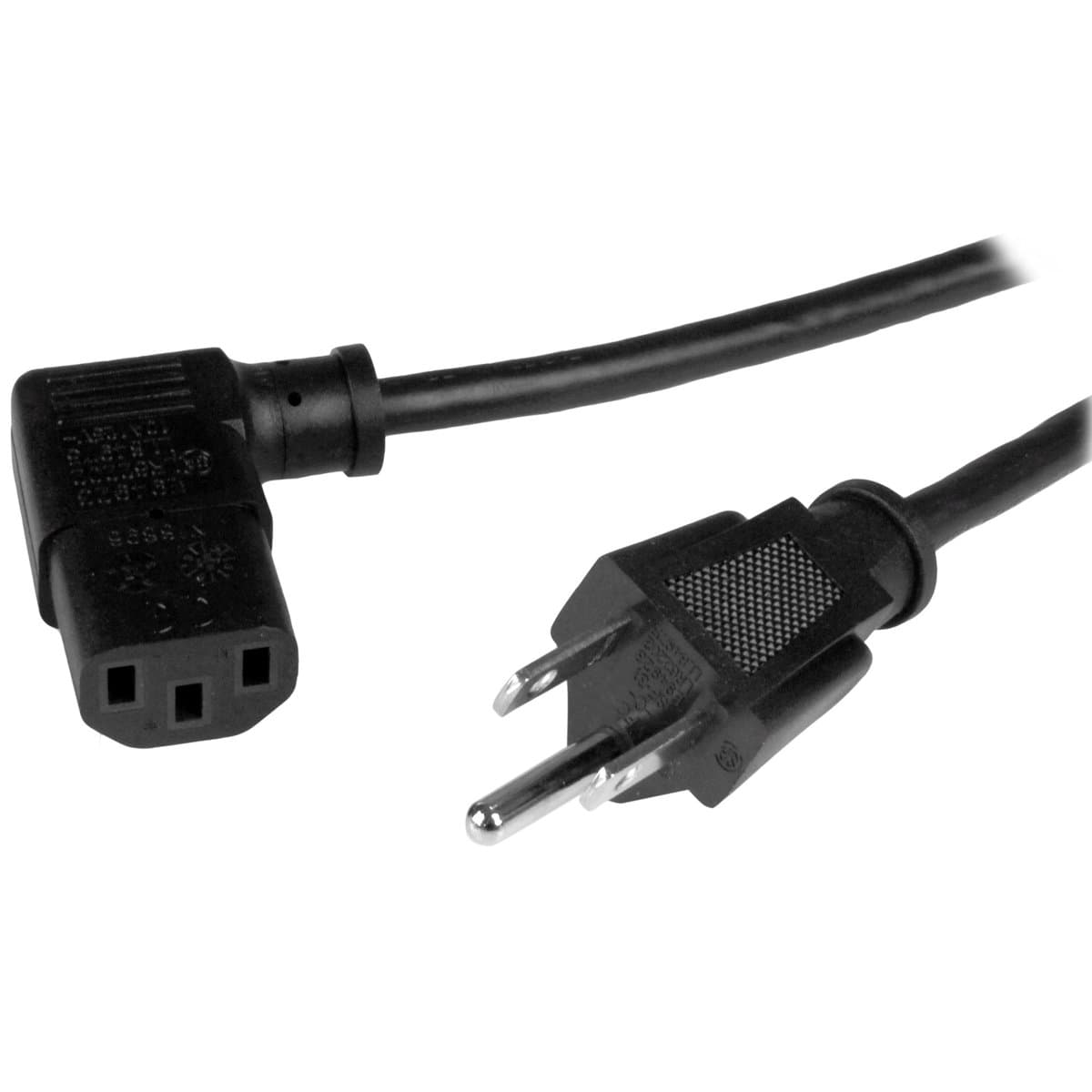 StarTech 3ft NEMA 5-15P to Right Angle C13 Power Cord, 10A 125V, 18AWG, UL Listed