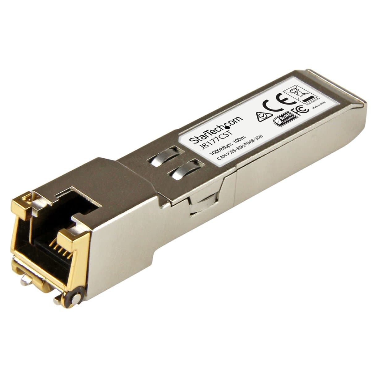 StarTech HPE J8177C Compatible SFP Transceiver, 1GbE, Copper, RJ-45, 100m