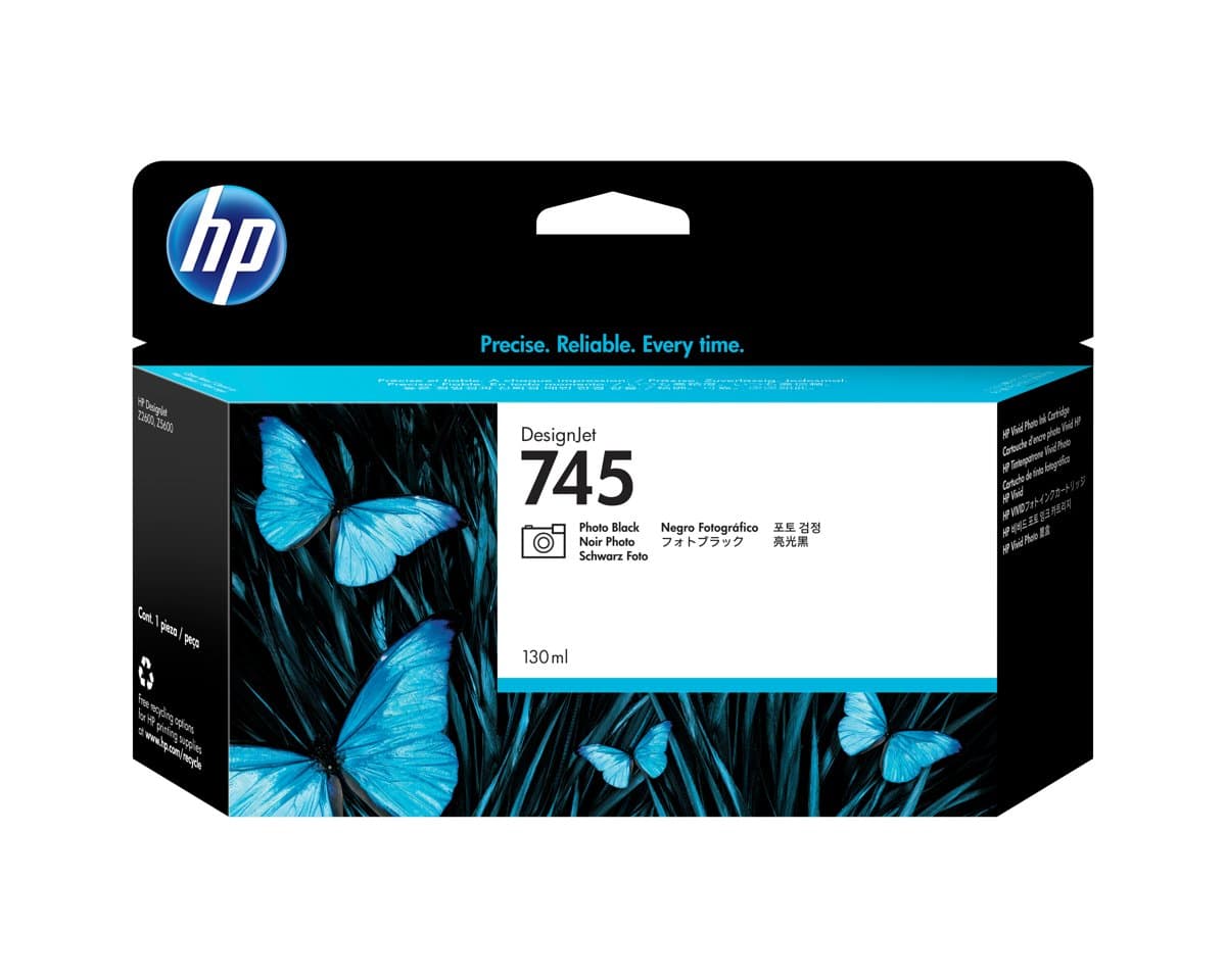 HP 745 DesignJet Photo Black Ink Cartridge, 130 ml, Thermal Inkjet, Z2600/Z5600 Compatible