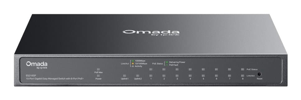 TP-Link Omada 10-Port PoE+ Switch 8G PoE+ 63W Combo Fanless Switch