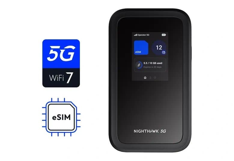 Netgear Nighthawk M7 5G, Wi-Fi 7 802.11be, 5G/4G LTE, Dual-band, 3850 mAh