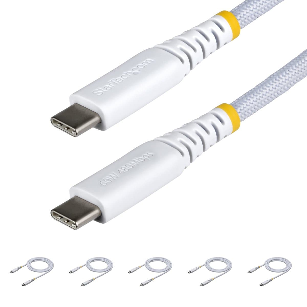 StarTech USB-C Charging Cable (5-Pack), 3 ft, 60W Power Delivery, USB 2.0