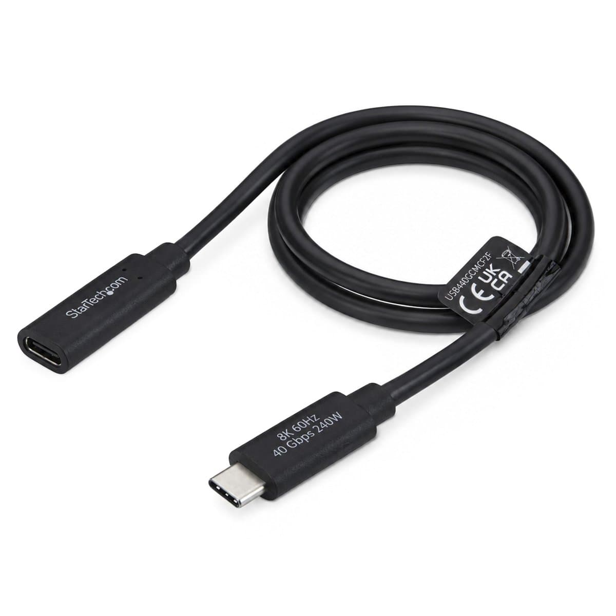 StarTech USB4 Extension Cable, 2ft, 40Gbps, 8K 60Hz, 240W Power Delivery