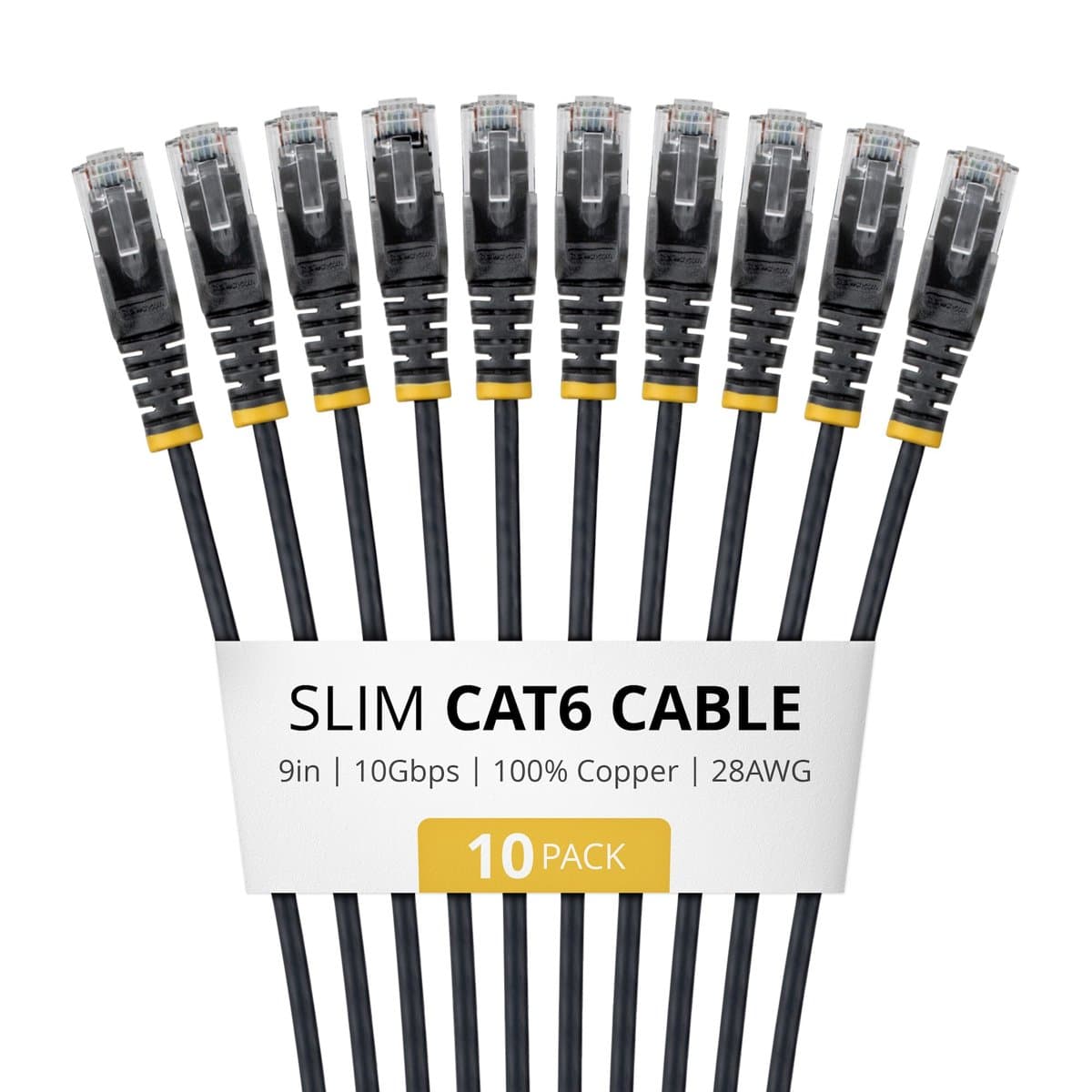 StarTech.com Slim CAT6 Cable 10 Pack Black Slim Snagless RJ45 UTP Patch Cable