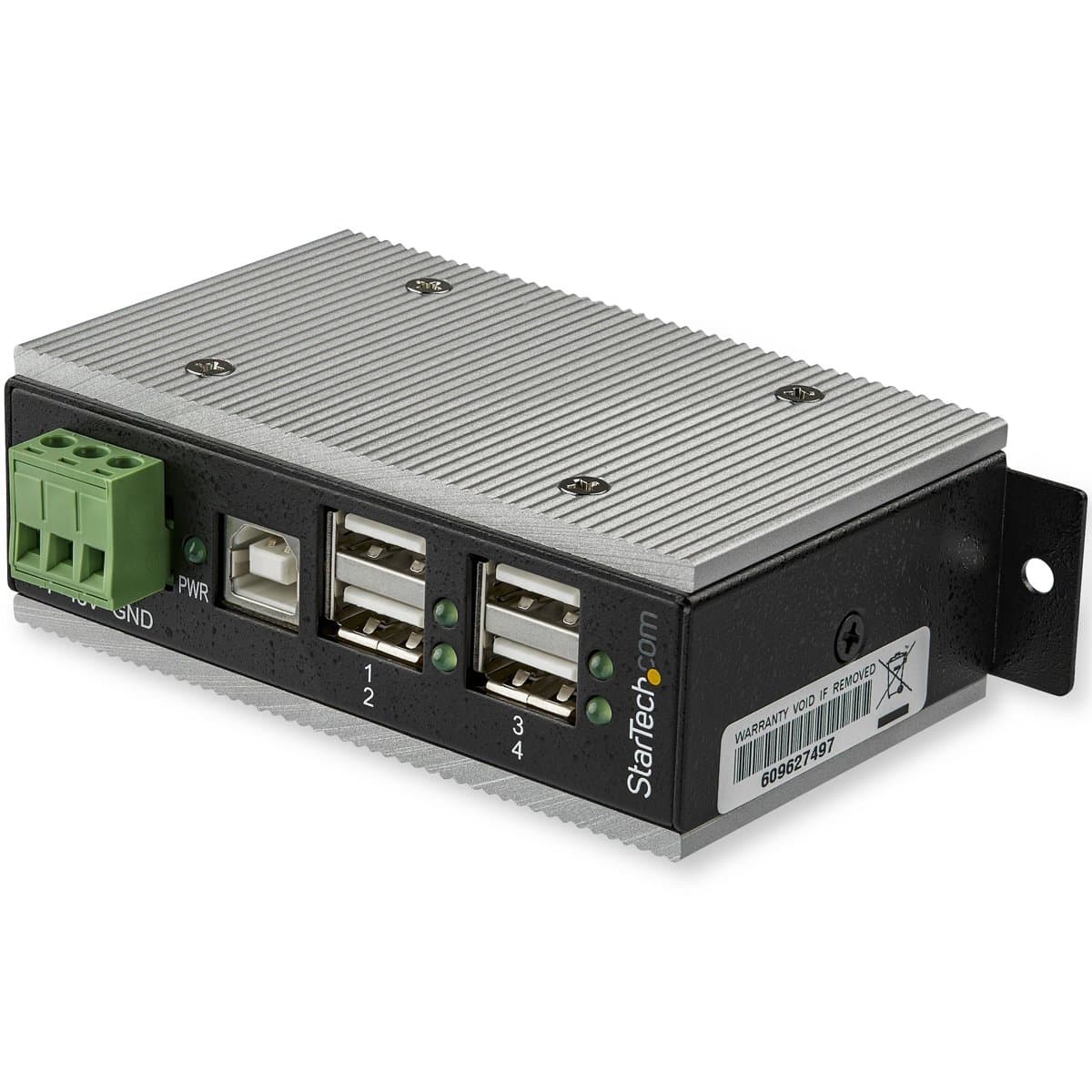 StarTech 4-Port USB 2.0 Industrial Hub, Metal, 480 Mbit/s, -40–185°F
