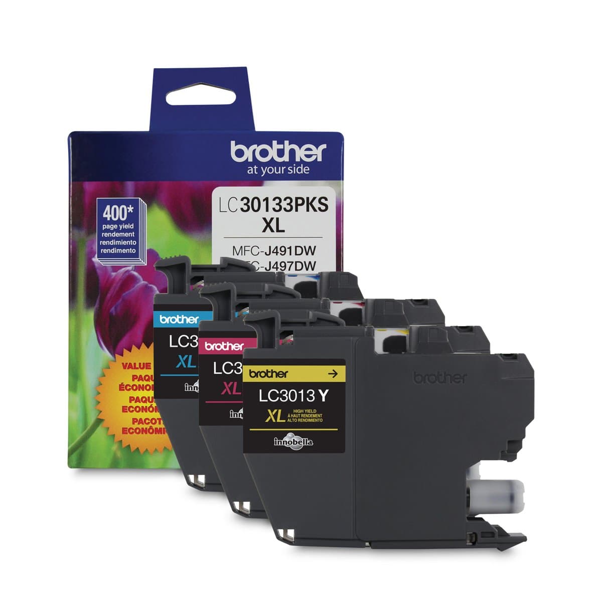 Brother LC30133PKS High-Yield Color Ink Cartridge Pack, 3-Color, 400 Pages