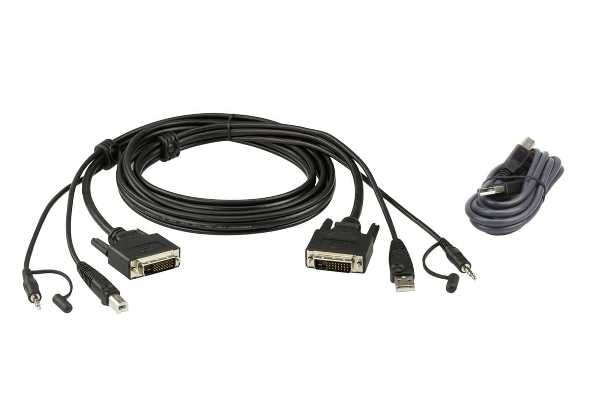 ATEN DVI-D Dual Link KVM Cable, 1.8 m, USB/Audio, Black