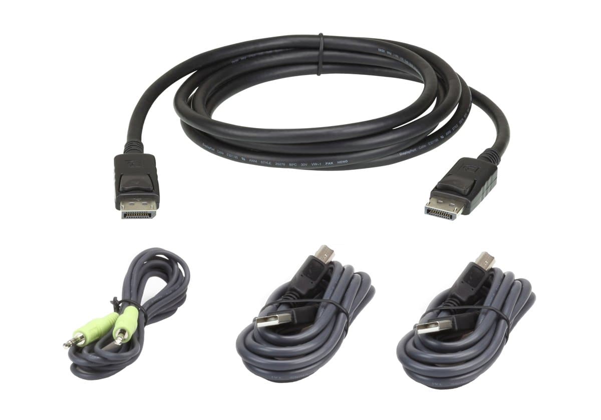 ATEN 2L-7D02UDPX4 DisplayPort Secure KVM Cable Kit, 1.8m, USB/DisplayPort/Audio