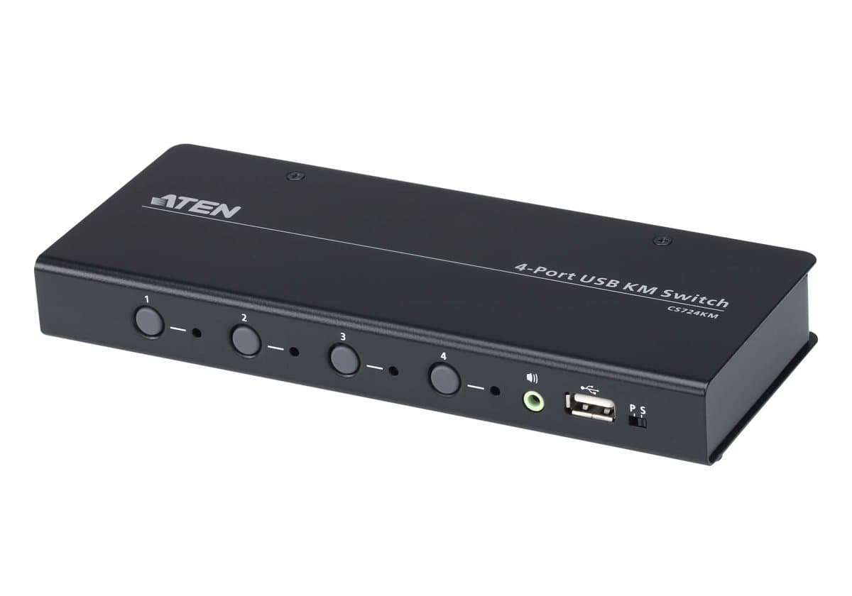 ATEN CS724KM, 4-Port USB KM Switch, USB Type A/B, 200×80.6×25mm, Daisy-Chainable