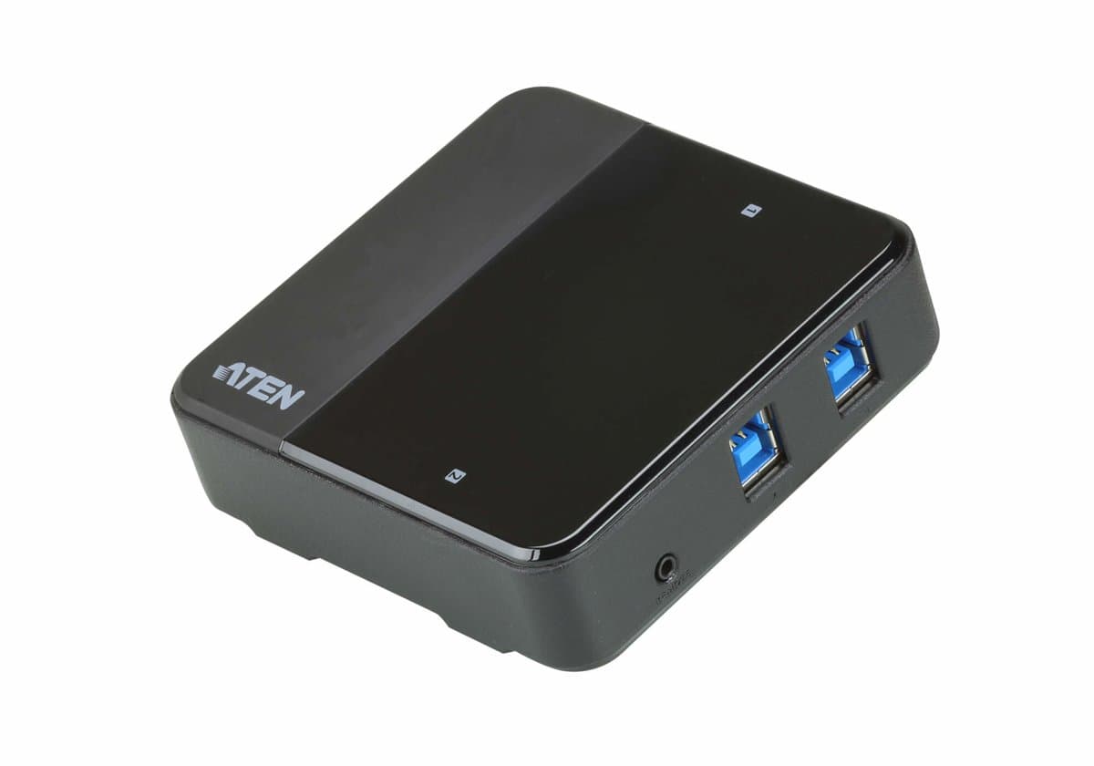ATEN 2-Port USB Sharing Switch, USB 3.2 Gen 1, Share 4 Devices, Black
