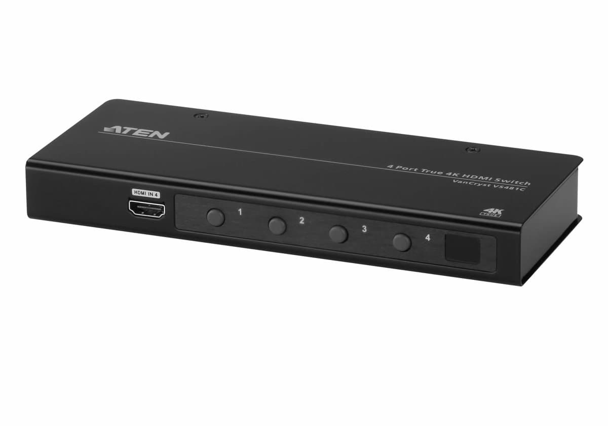 ATEN 4-Port True 4K HDMI Switch, 4096×2160 60Hz, 18 Gbps, 3D Support