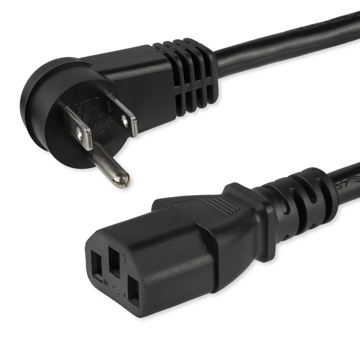 StarTech Computer Power Cord, NEMA 5-15P to C13, 10ft, Right Angle, 125V