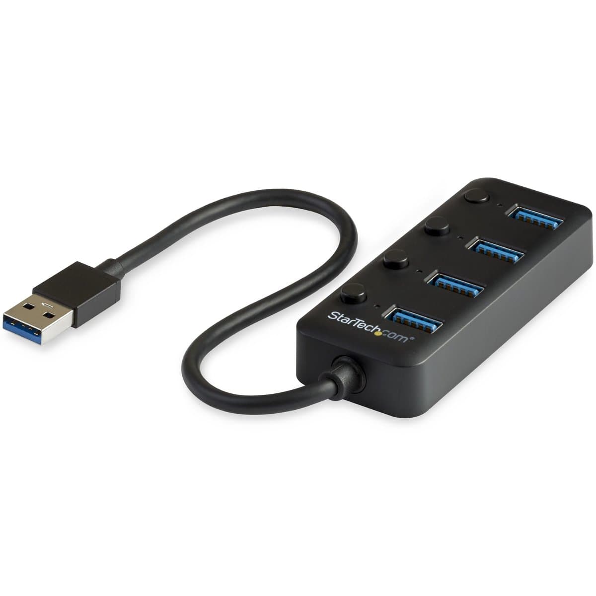 StarTech 4-Port USB 3.0 Hub, 5 Gbps, Bus-Powered, Per-Port Switches