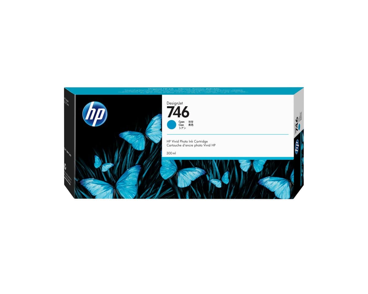 HP 746 300ml Cyan DesignJet Ink Cartridge, Z6/Z9 Series, Thermal Inkjet, Water-Resistant