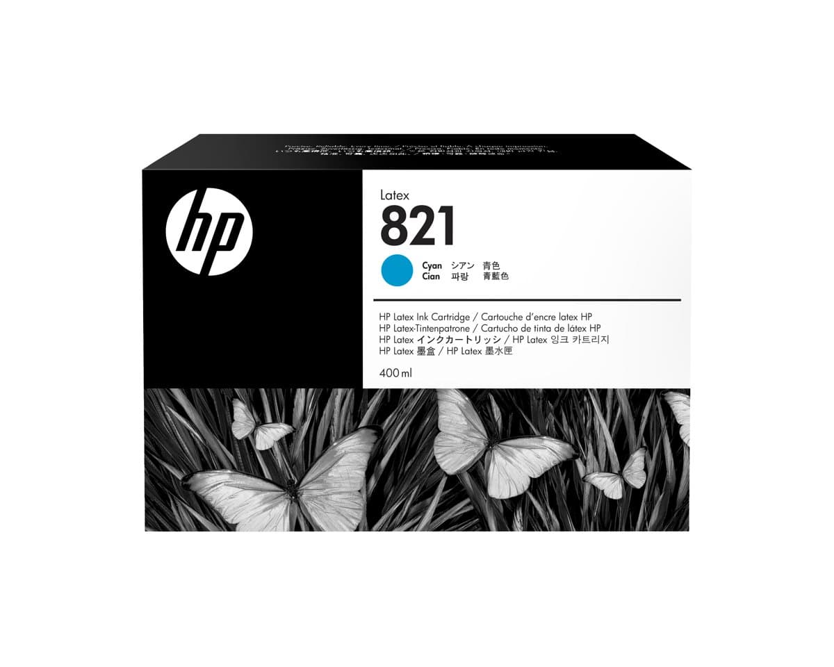 HP 821 Cyan Latex Ink Cartridge, 400ml, Thermal Inkjet, Water-Based